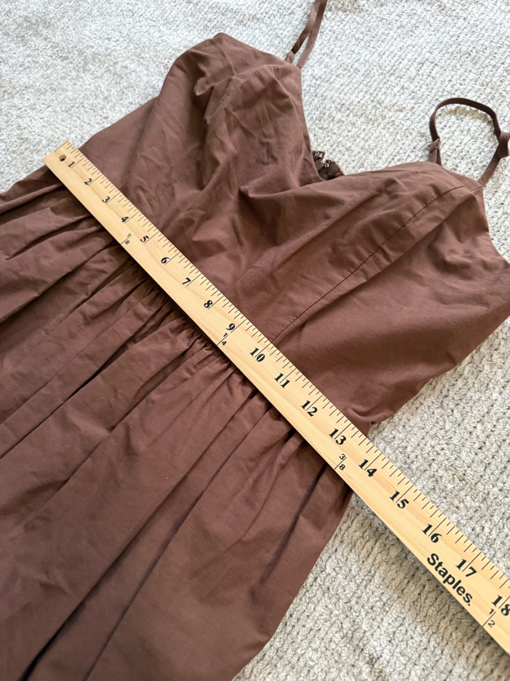 Calypso St Barth Brown Eyelet Midi Dress Smocked Back Spaghetti Strap 8 - Picture 6 of 8